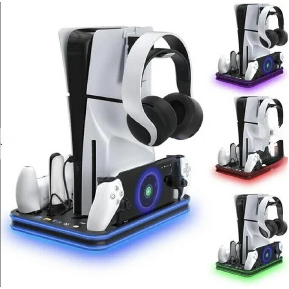 PlayStation Portal Charger, PS5 Stand and Cooling Station with RGB LED Contro...